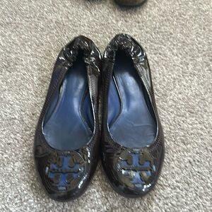 Tory Burch Brown and Navy Flats